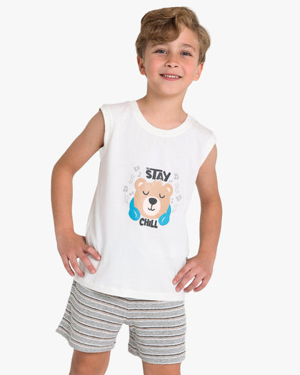 Bear Graphic Sleeveless Pajama Set