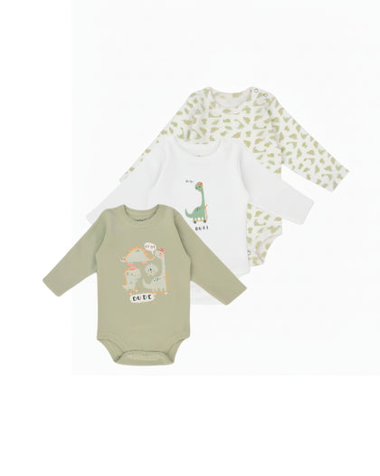 Baby Bodysuit Pack Of 3 - Beige