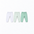Junior Baby Pants Pack of 3 - White, Leaf & Green