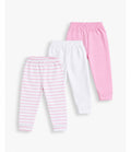 Junior Baby Pants Pack of 3 - Pink, Stripe & White