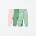 Junior Baby Pants Pack of 3 - Pink, Green & Print