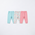 Junior Baby Pants Pack of 3 - Mint, Print & Pink