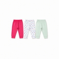 Junior Baby Pants Pack of 3 - Fuchsia, Print & Mint