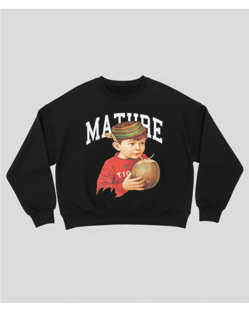 Vintage Graphic  Black Crew Neck Sweatshirt