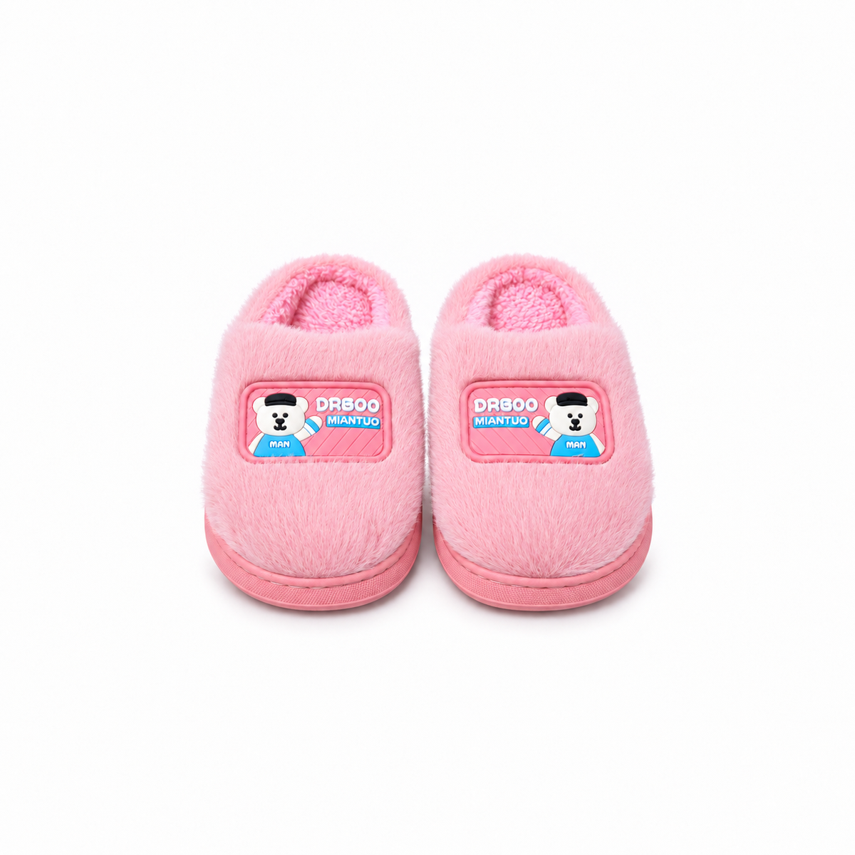 Baby Fur Slippers - Bear Patch - Cashmere
