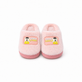 Baby Fur Slippers - Bear Patch - Pink