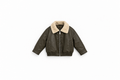Boys' Faux Leather Bomber Jacket - Khaki