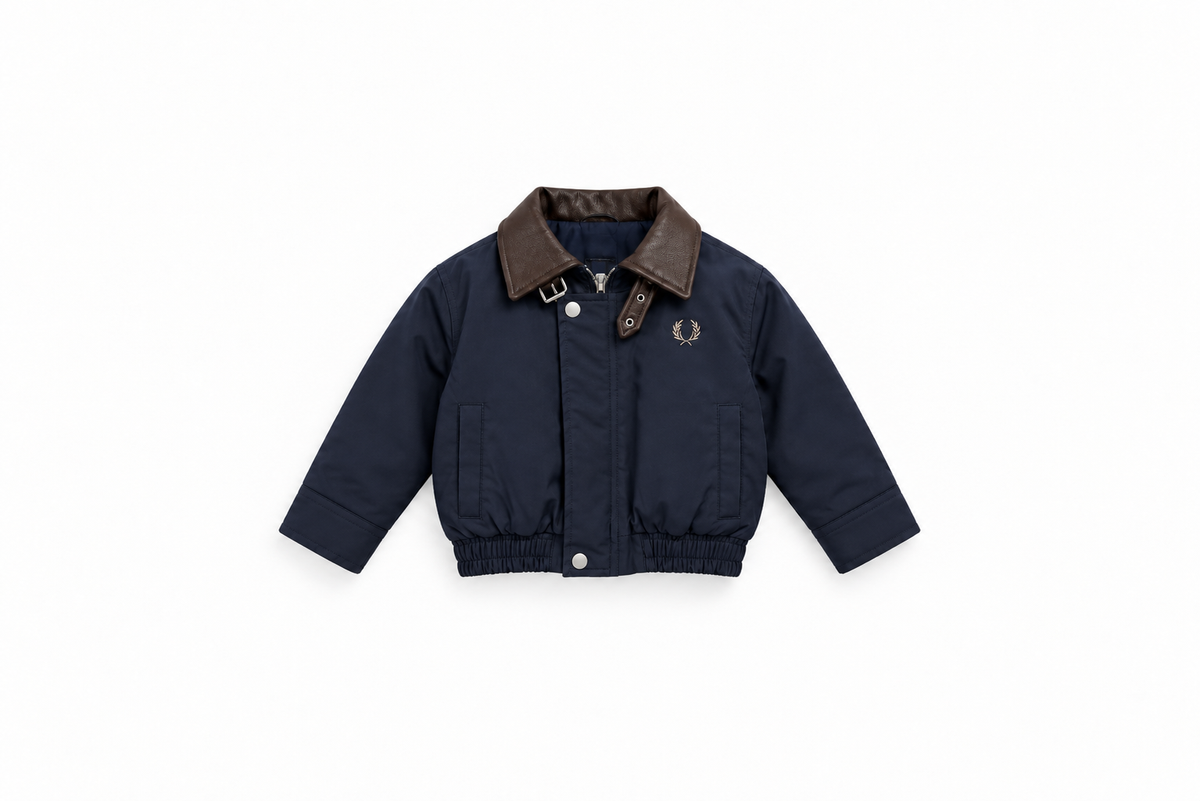 Boys' Contrast Collar Bomber Jacket - Navy
