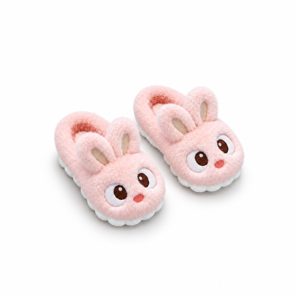 Baby Fur Slippers - Bunny - Pink