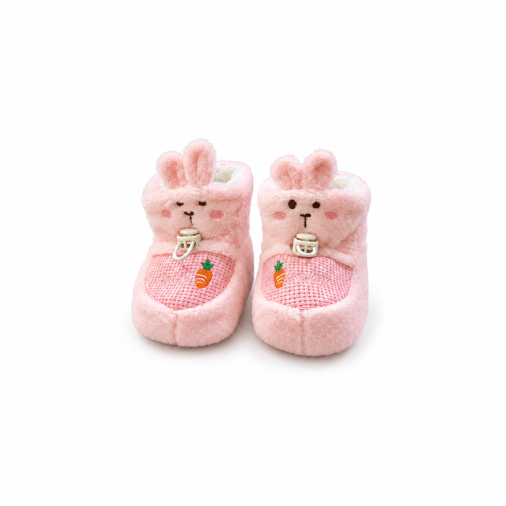 Newborn Booties - Bunny and Carrot - Pink