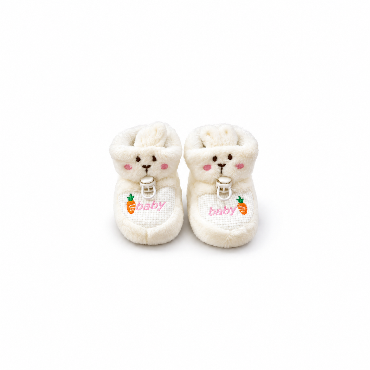 Newborn Booties - Bunny and Carrot - White