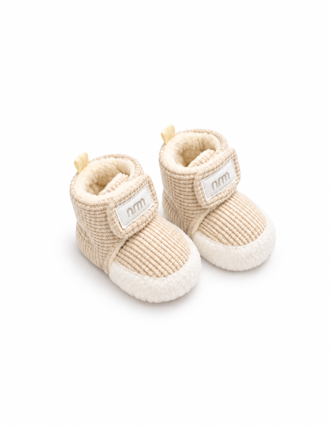 Newborn Booties - Check Strap - Beige
