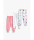 Junior Baby Pants Pack of 3 - Pink, White & Print