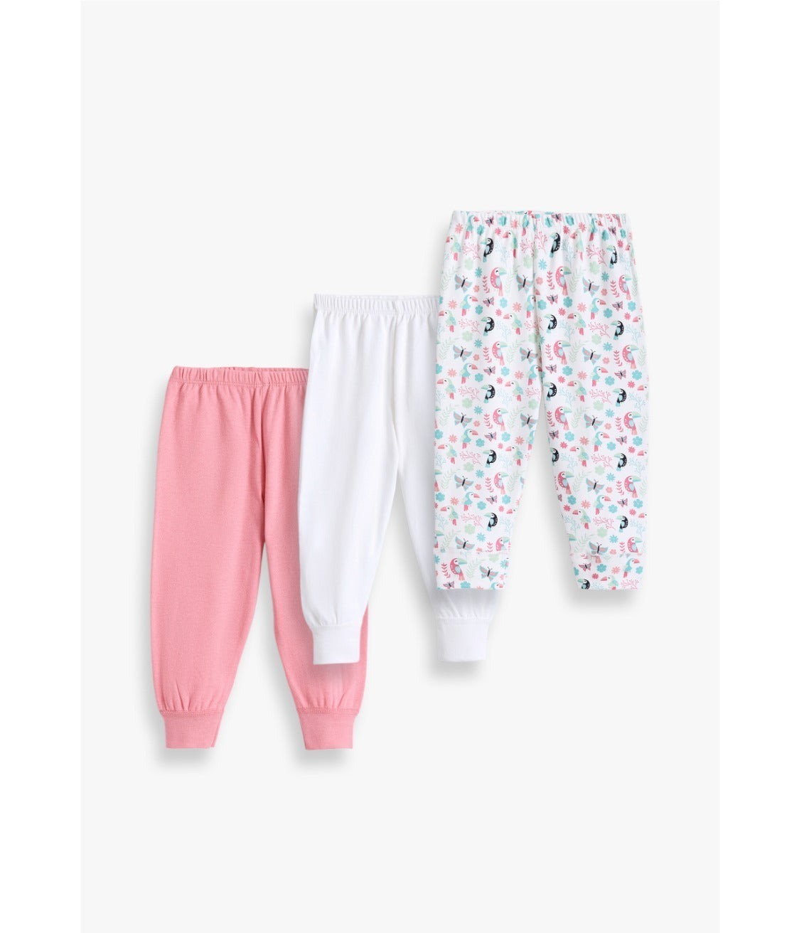 Junior Baby Pants Pack of 3 - Pink, White & Print