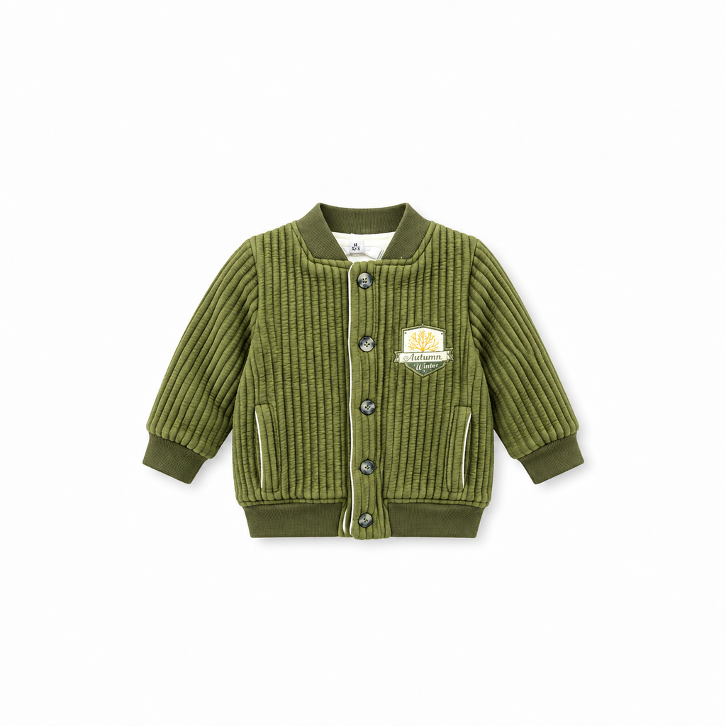 Baby Ribbed Knit Bomber Cardigan
