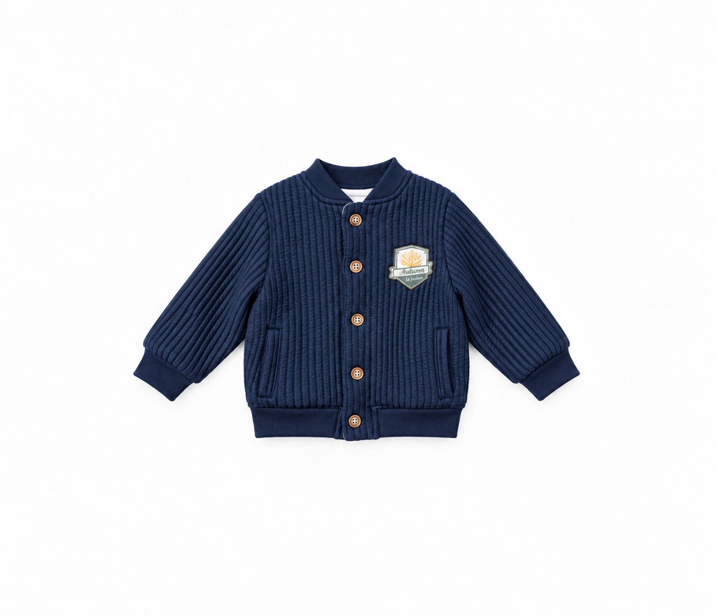 Baby Ribbed Knit Bomber Cardigan