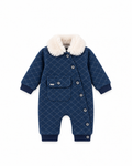 Baby Quilted Pramsuit with Faux Fur Collar