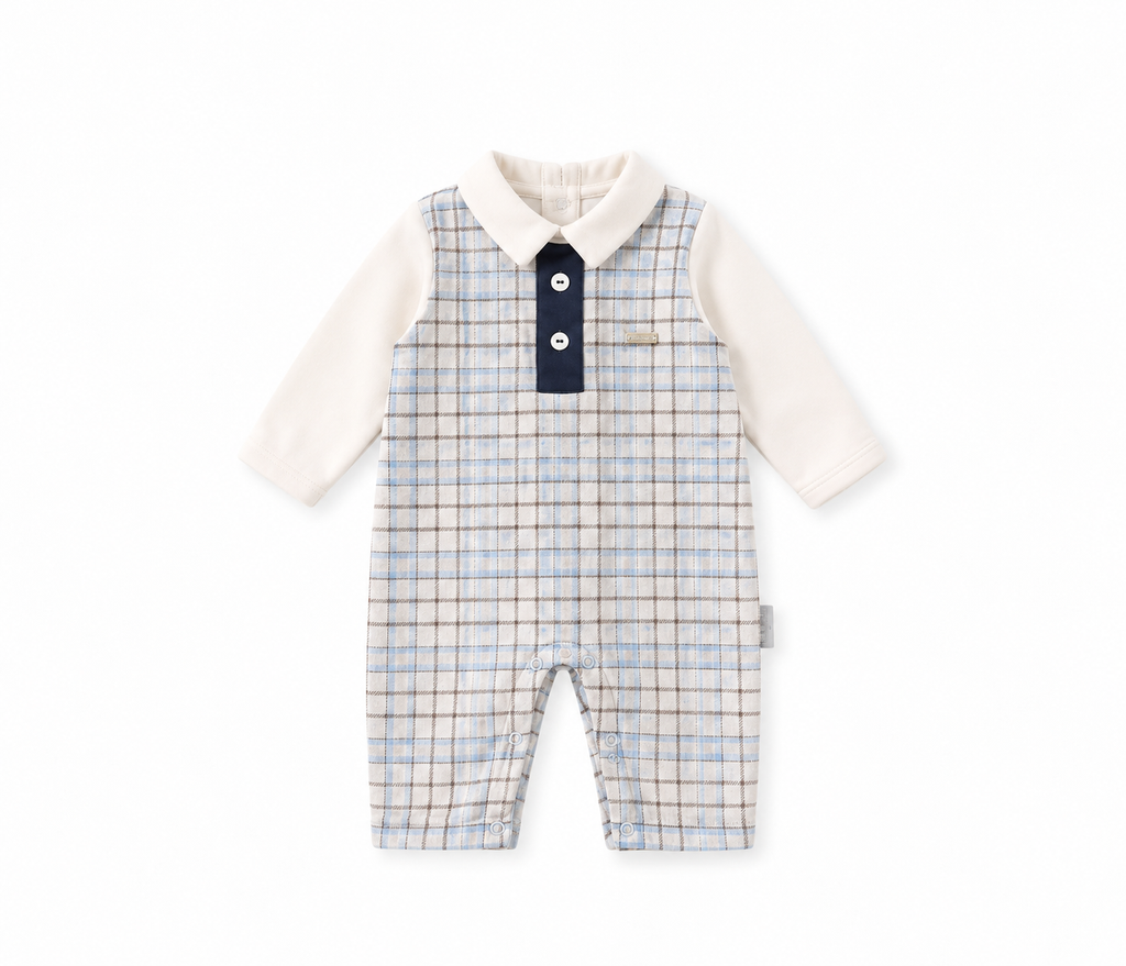 Baby Check Collared Romper