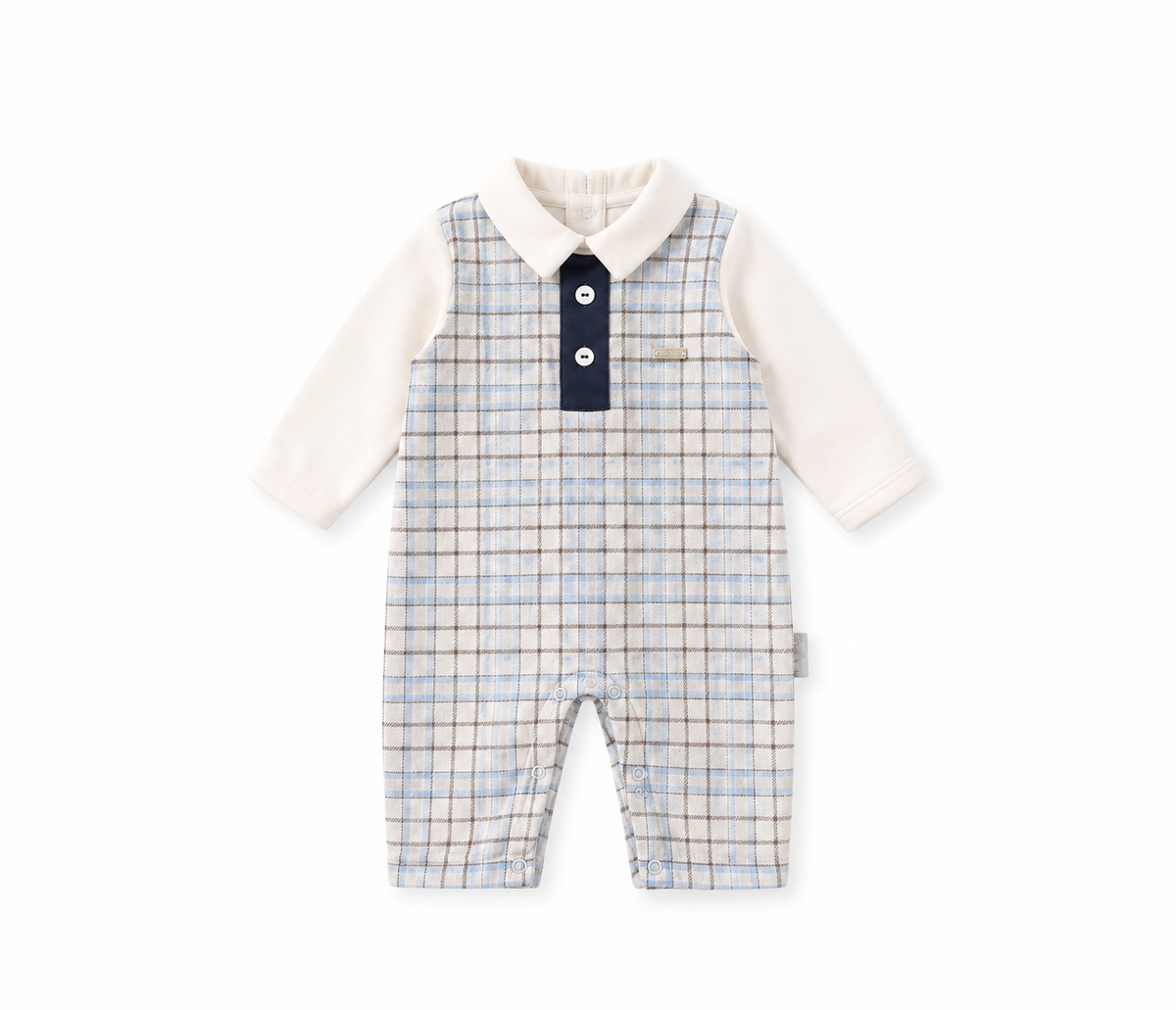 Baby Check Collared Romper
