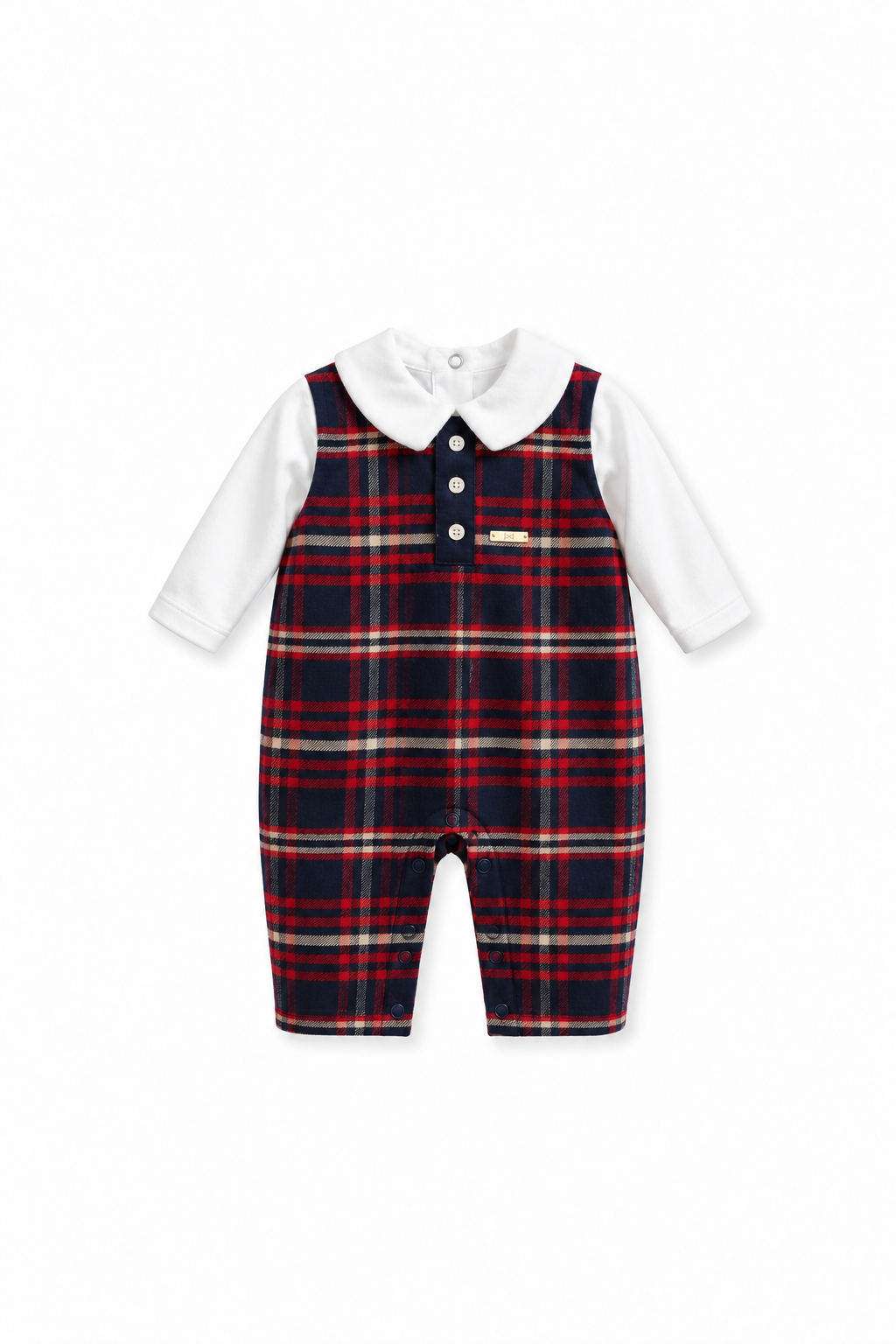 Baby Check Collared Romper