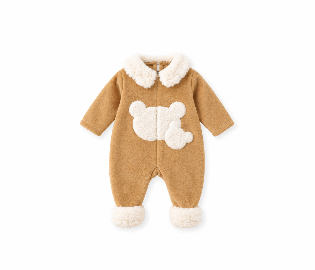 Baby Bear Fleece Romper - Camel
