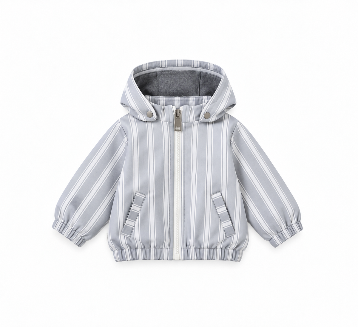 Baby Striped Hooded Windbreaker - Dark Grey