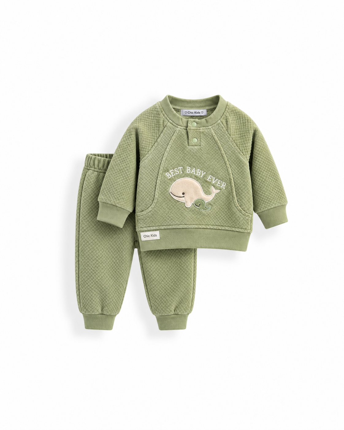 Boys' Quilted Whale Set - Sage