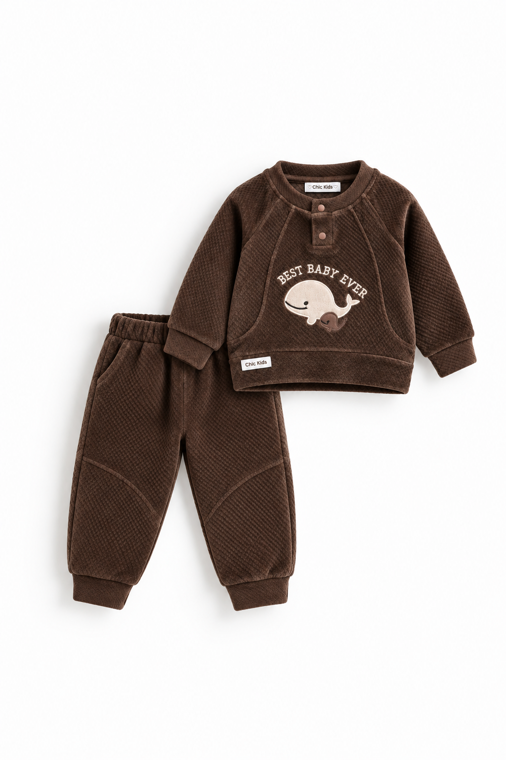 Boys' Quilted Whale Set - Brown