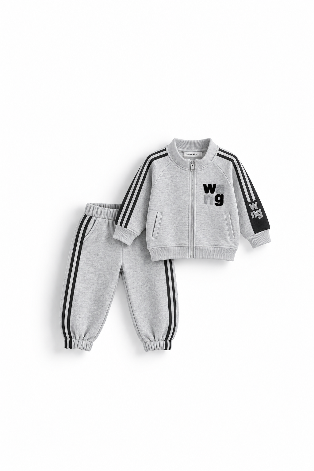 Boys' Striped Zip Track Set - Grey