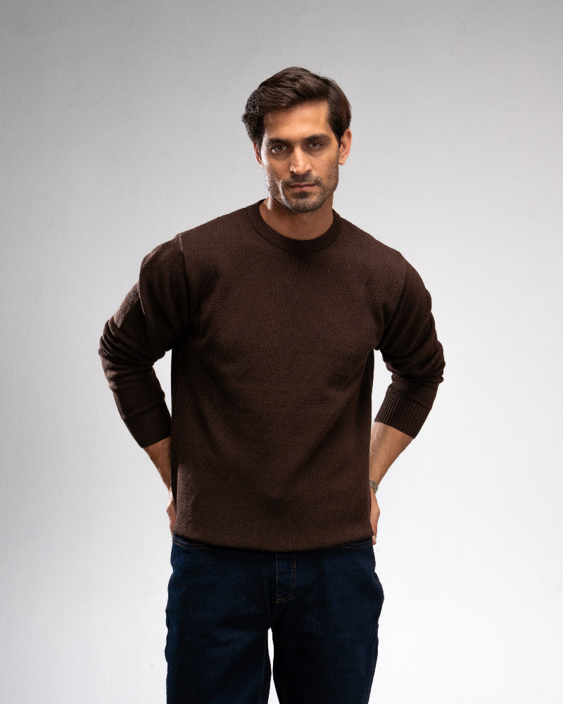 Pique Knit Crew Neck Sweater