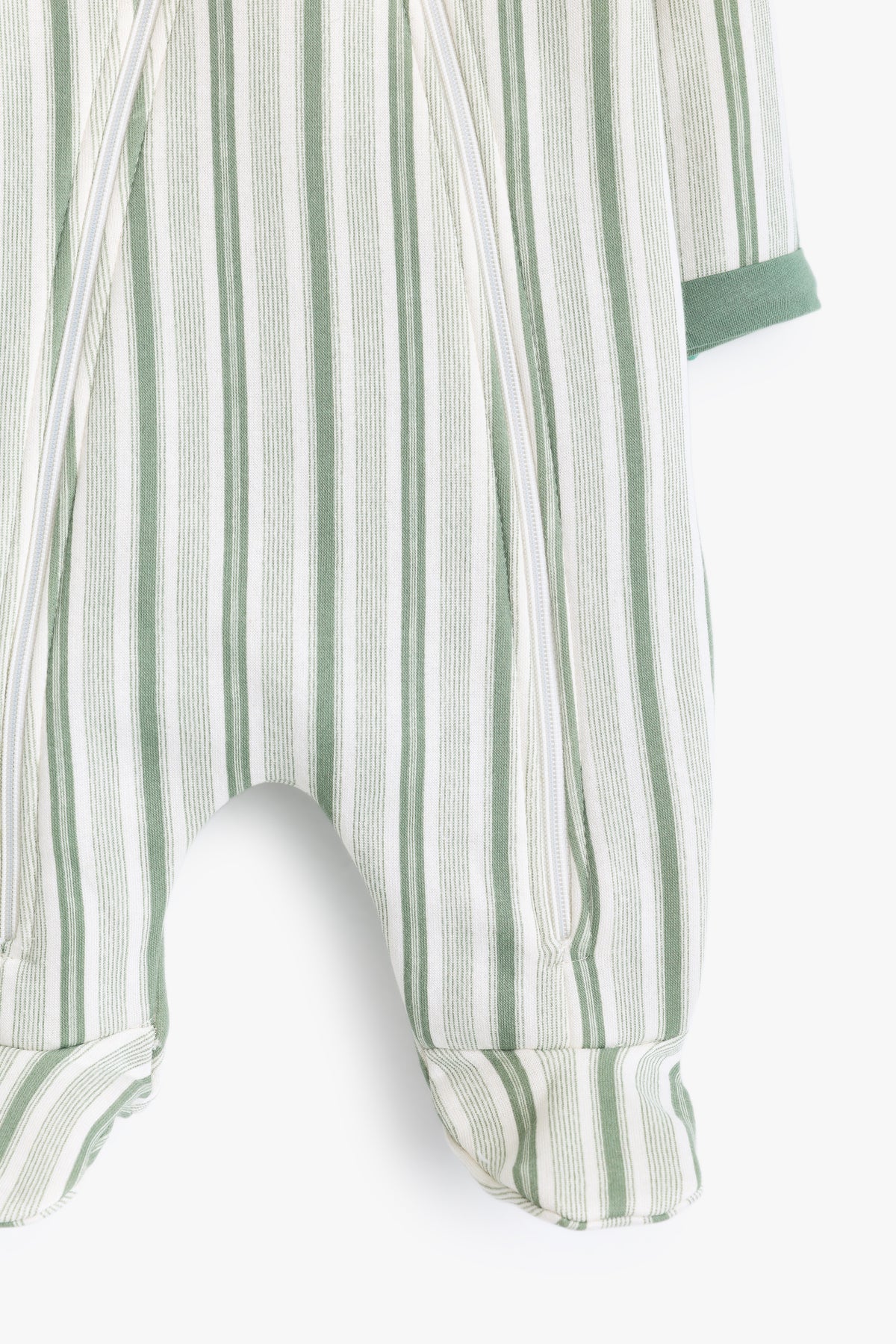 Junior Baby Hooded Romper - Sage Stripe