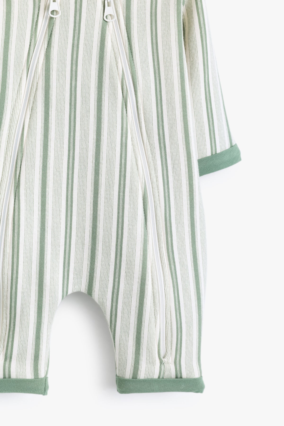 Junior Baby Hooded Romper - Sage Stripe