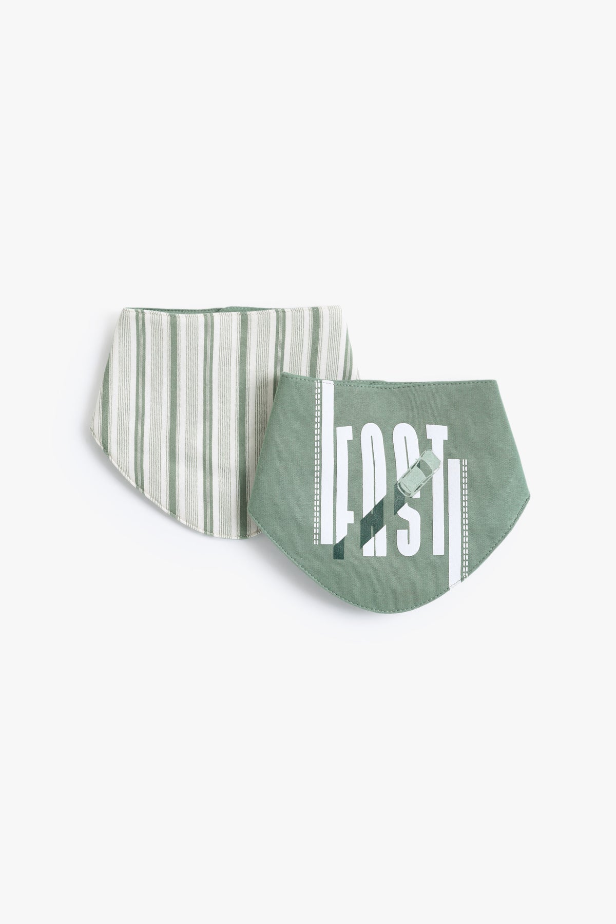 Junior Baby Bib Set of 2 - Sage Stripe