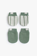 Junior Baby Mittens Set of 2 - Sage Stripe