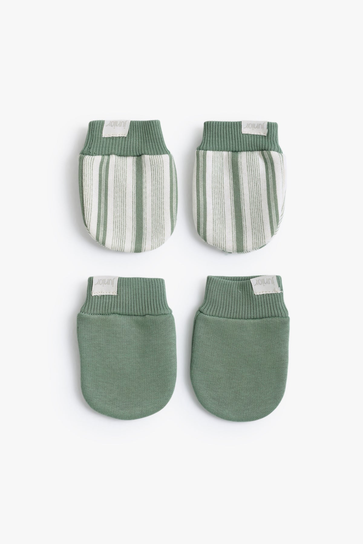 Junior Baby Mittens Set of 2 - Sage Stripe