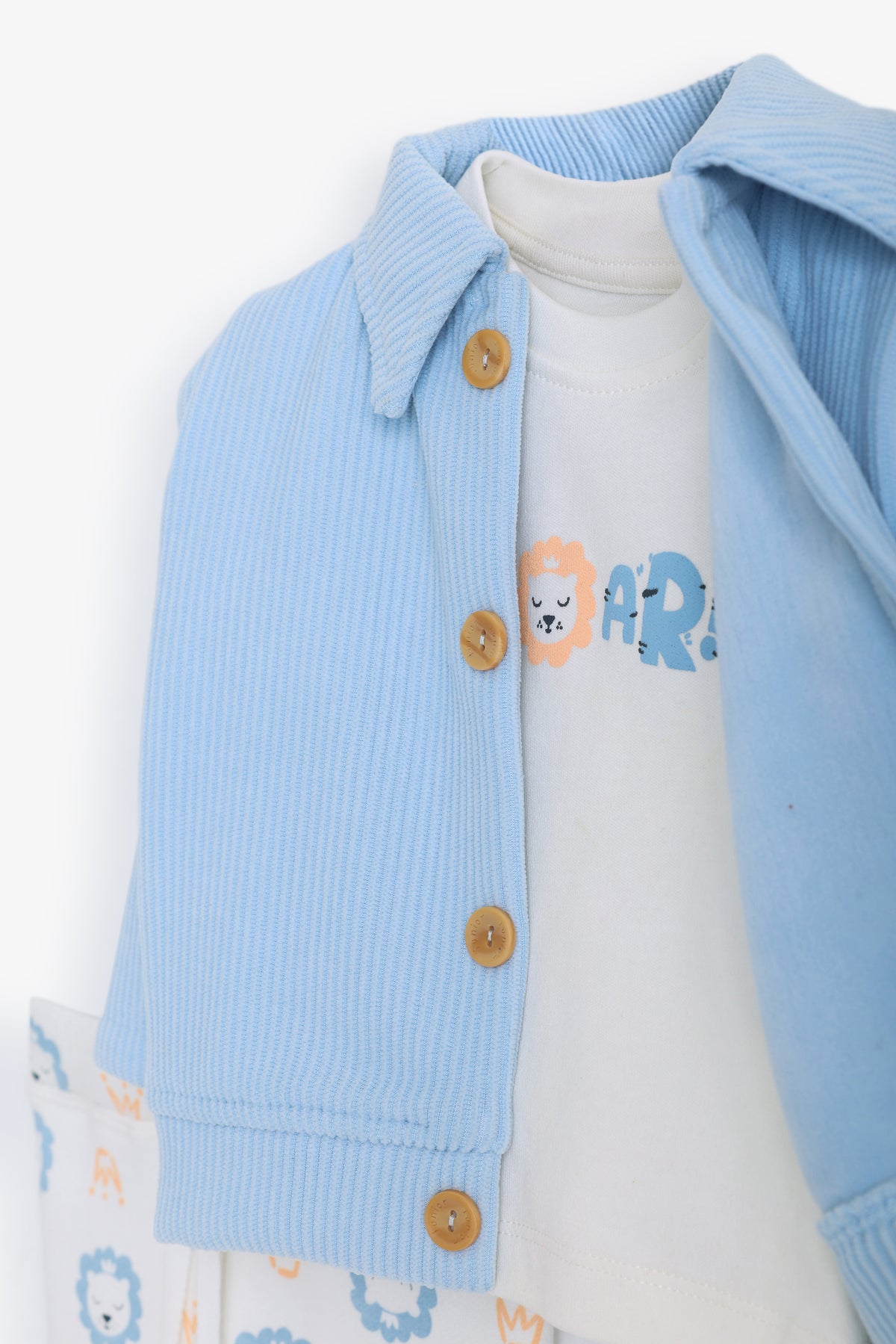 Junior Baby Set of 3 - Ribbed Cardigan Blue