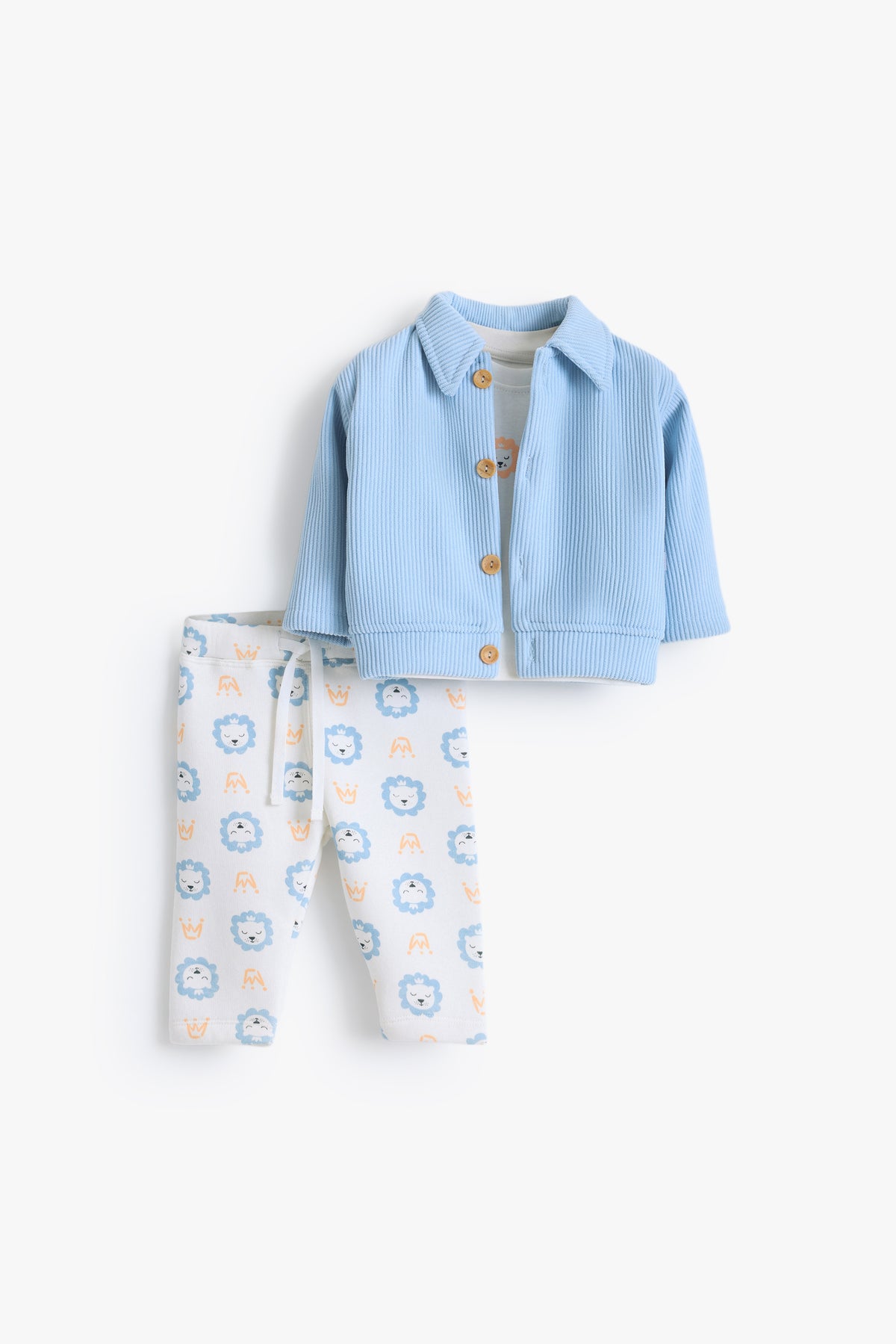 Junior Baby Set of 3 - Ribbed Cardigan Blue