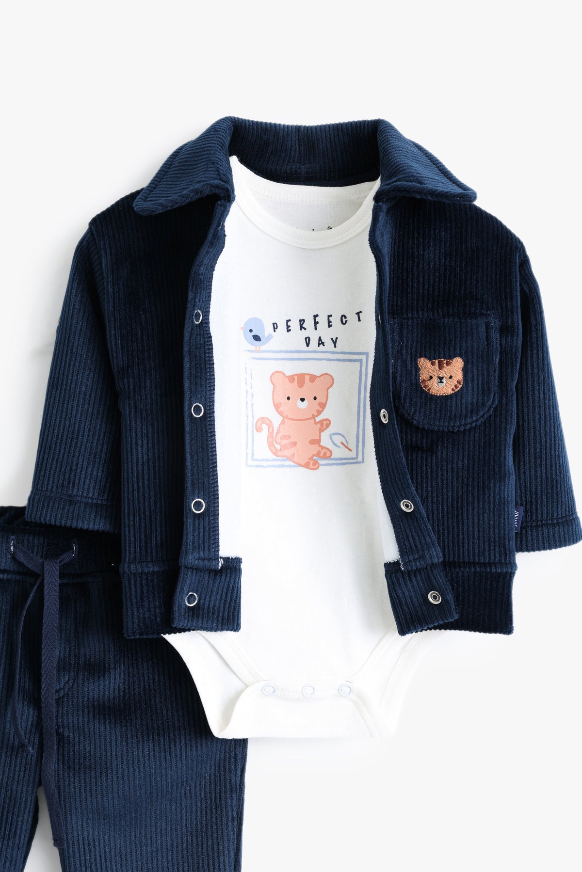 Junior Baby Set of 3 - Navy Corduroy Shacket