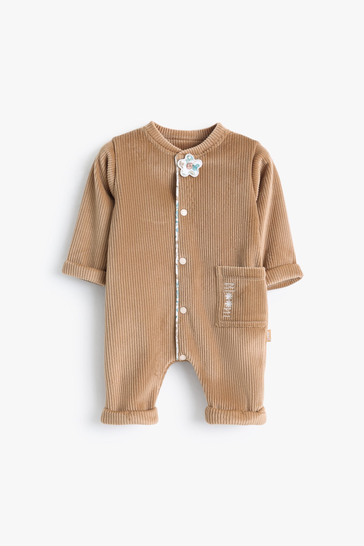 Junior Baby Velour Romper - Camel