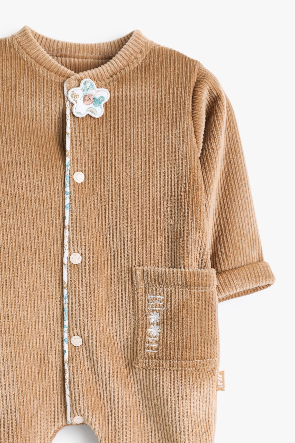 Junior Baby Velour Romper - Camel