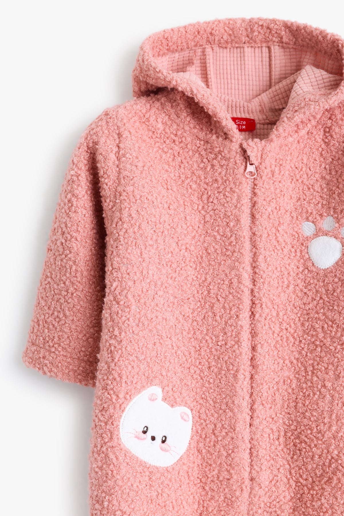 Junior Baby Teddy Fleece Romper - Coral