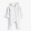 Junior Baby Hooded Romper - Ivory Pointelle