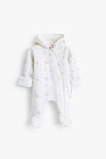Junior Baby Hooded Romper - Ivory Pointelle
