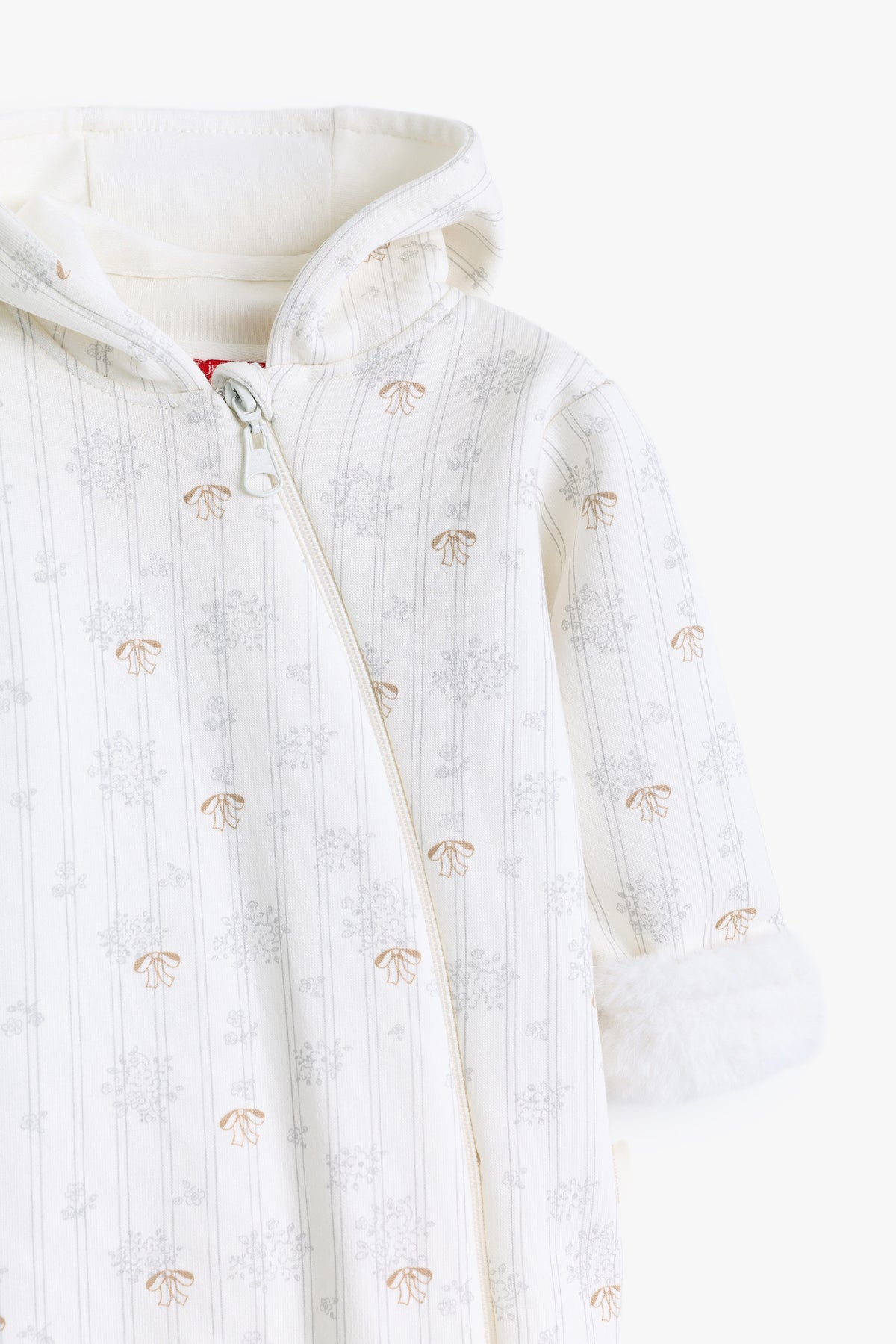 Junior Baby Hooded Romper - Ivory Pointelle