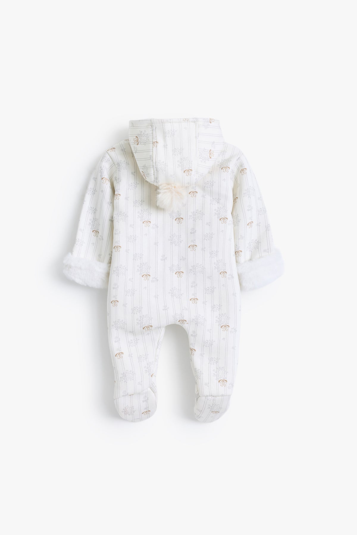 Junior Baby Hooded Romper - Ivory Pointelle