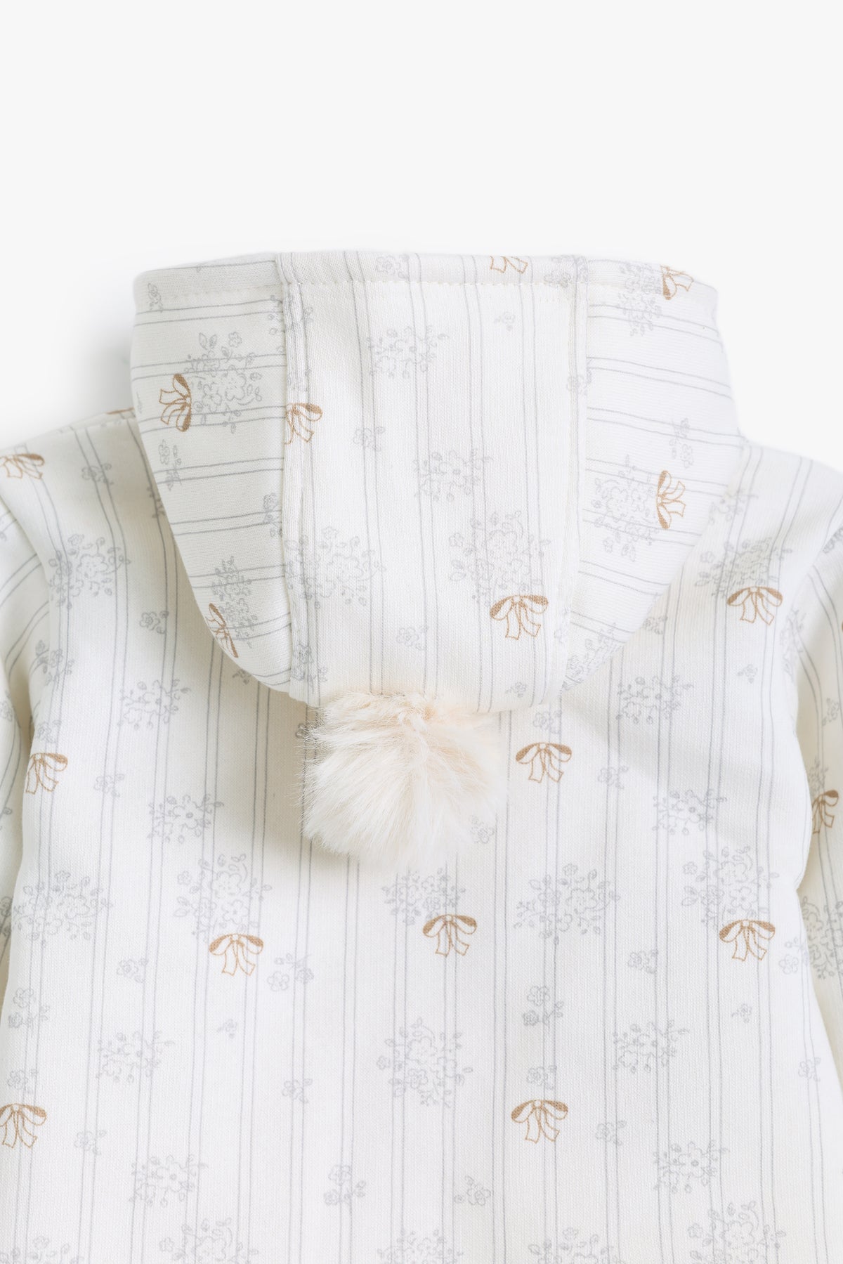 Junior Baby Hooded Romper - Ivory Pointelle