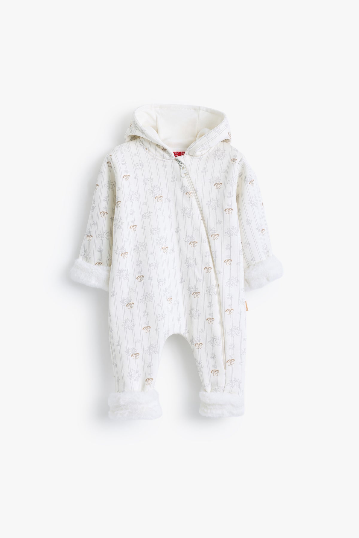 Junior Baby Hooded Romper - Ivory Pointelle