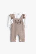 Junior Baby Dungaree Set of 2 - Taupe Embroidered
