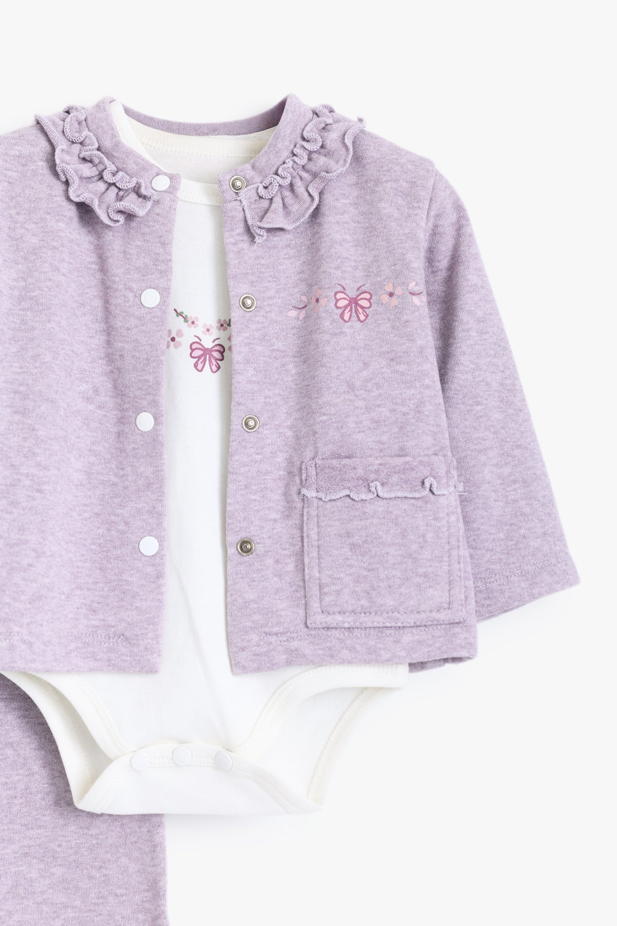 Junior Baby Set of 3 - Mauve Bow Cardigan