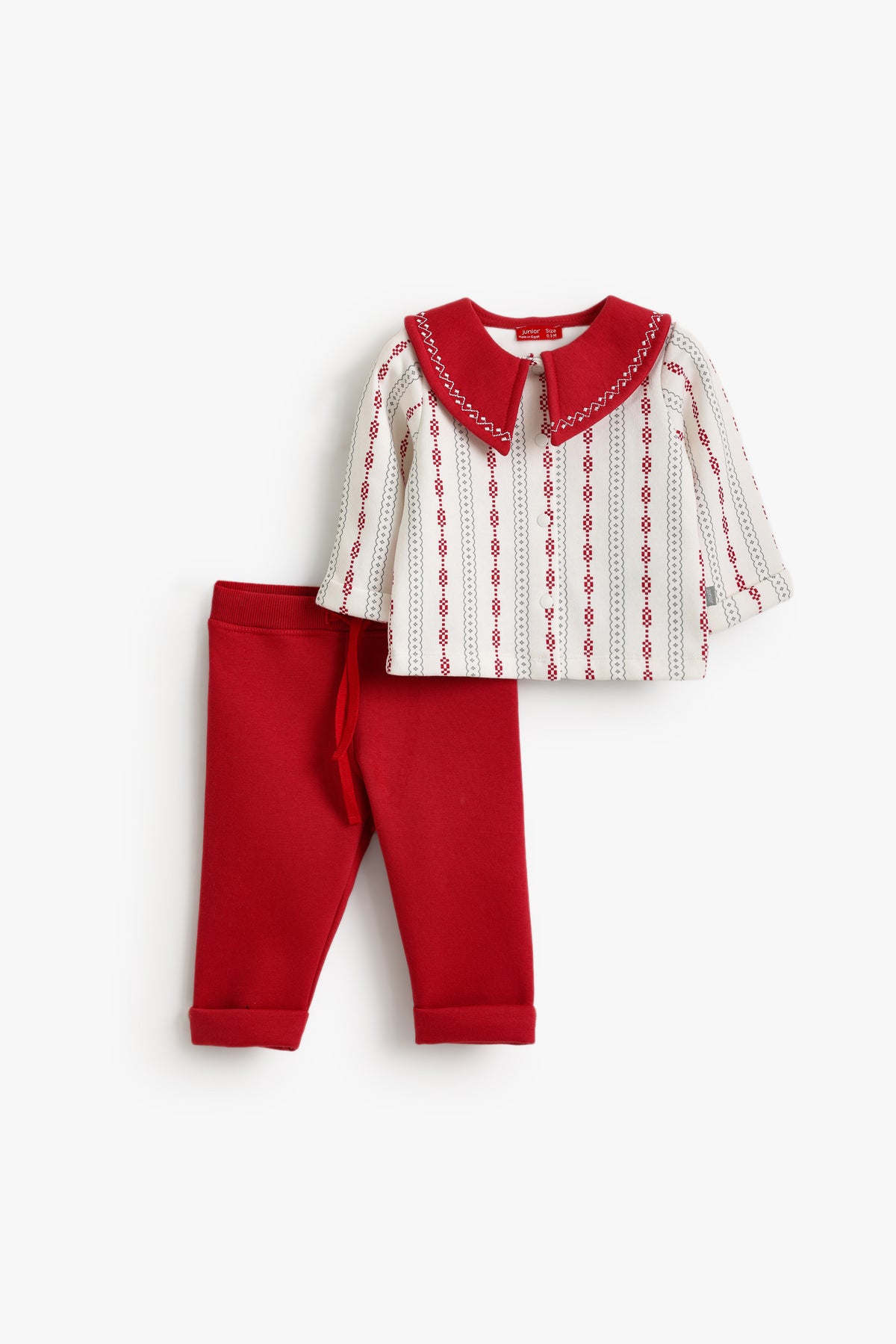 Junior Baby Set of 2 - Folk Stripe Red